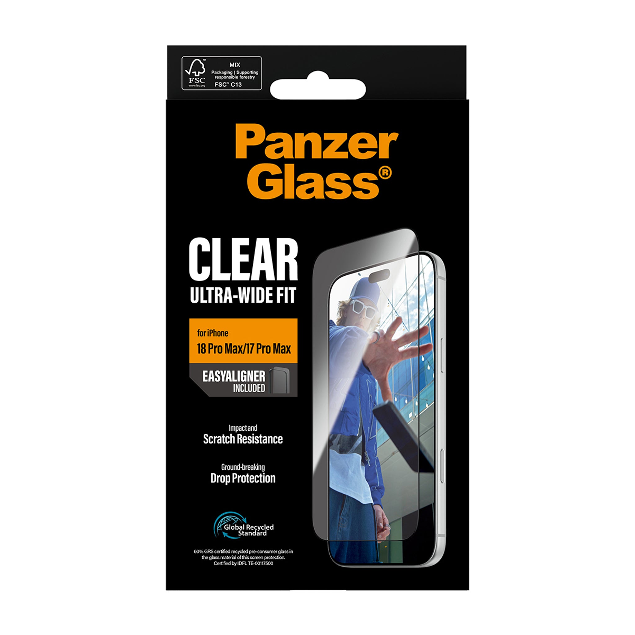 PanzerGlass® Skærmbeskyttelse iPhone 18 Pro Max | 17 Pro Max | Ultra-Wide Fit m. EasyAligner